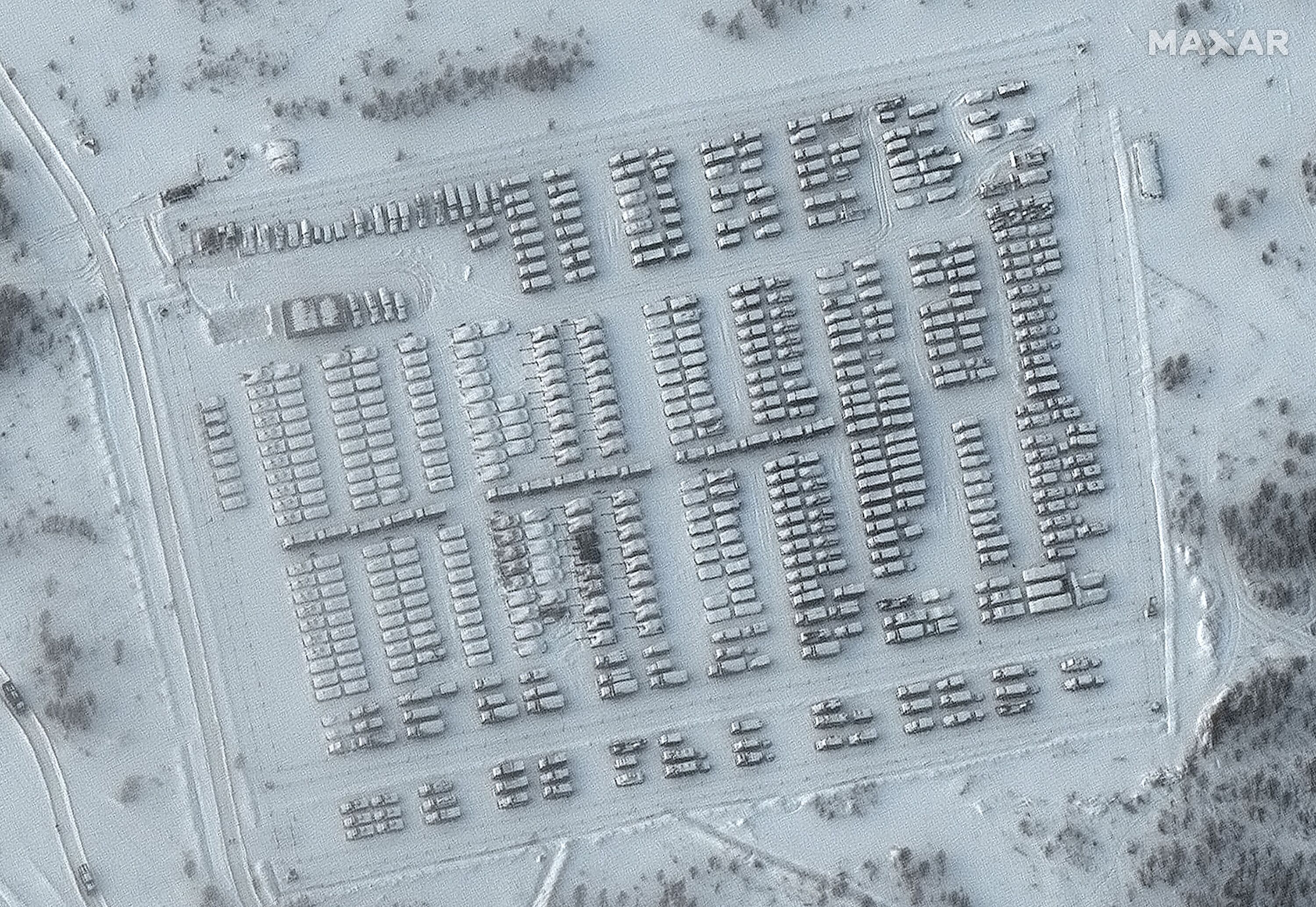 Maxar Technologies captured satellite imagery of battle group deployments at the Pogonovo training area in Voronezh, Russia, on Jan. 19.