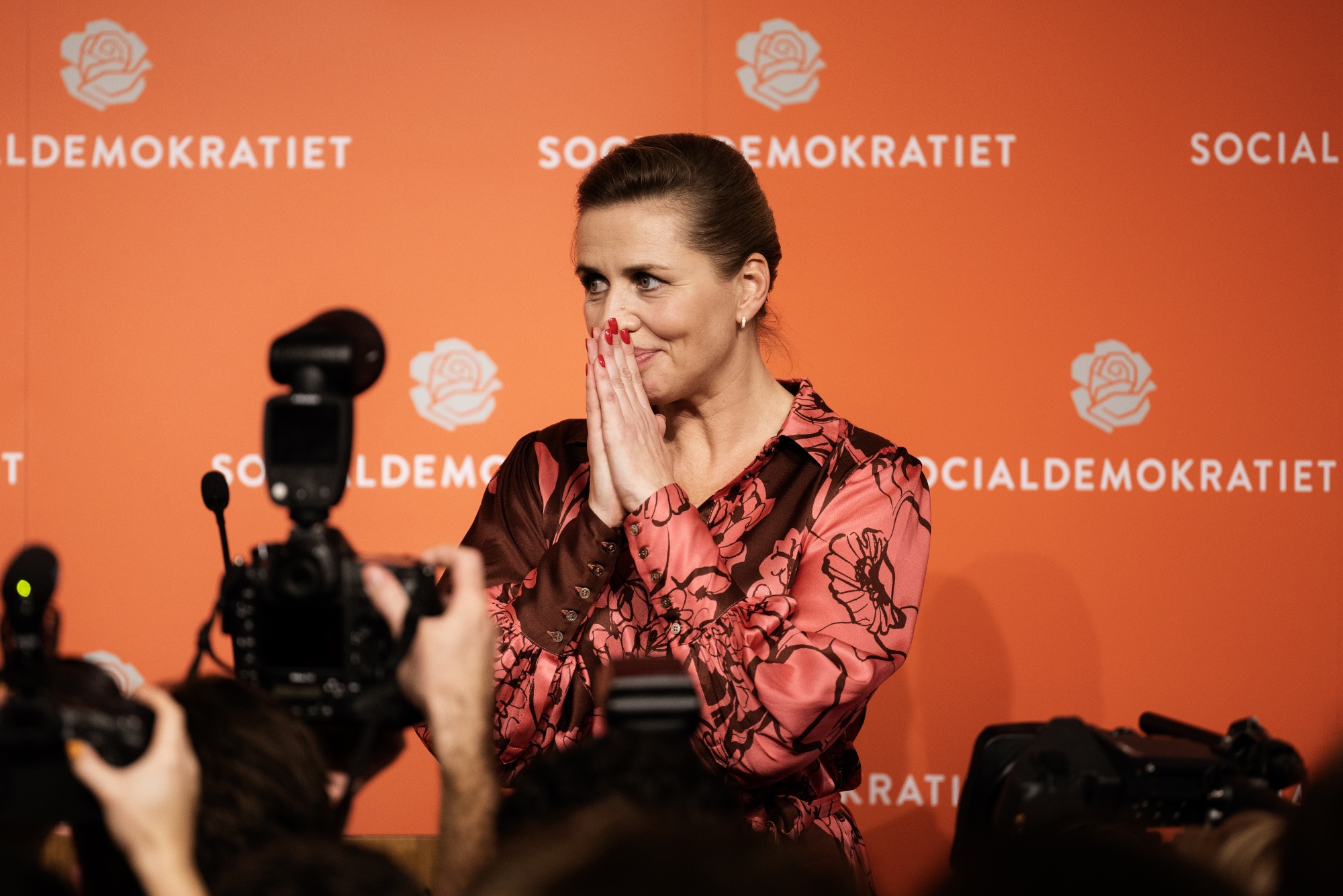 Mette Frederiksen at the party’s election night event in Copenhagen, Denmark, on Nov. 1.