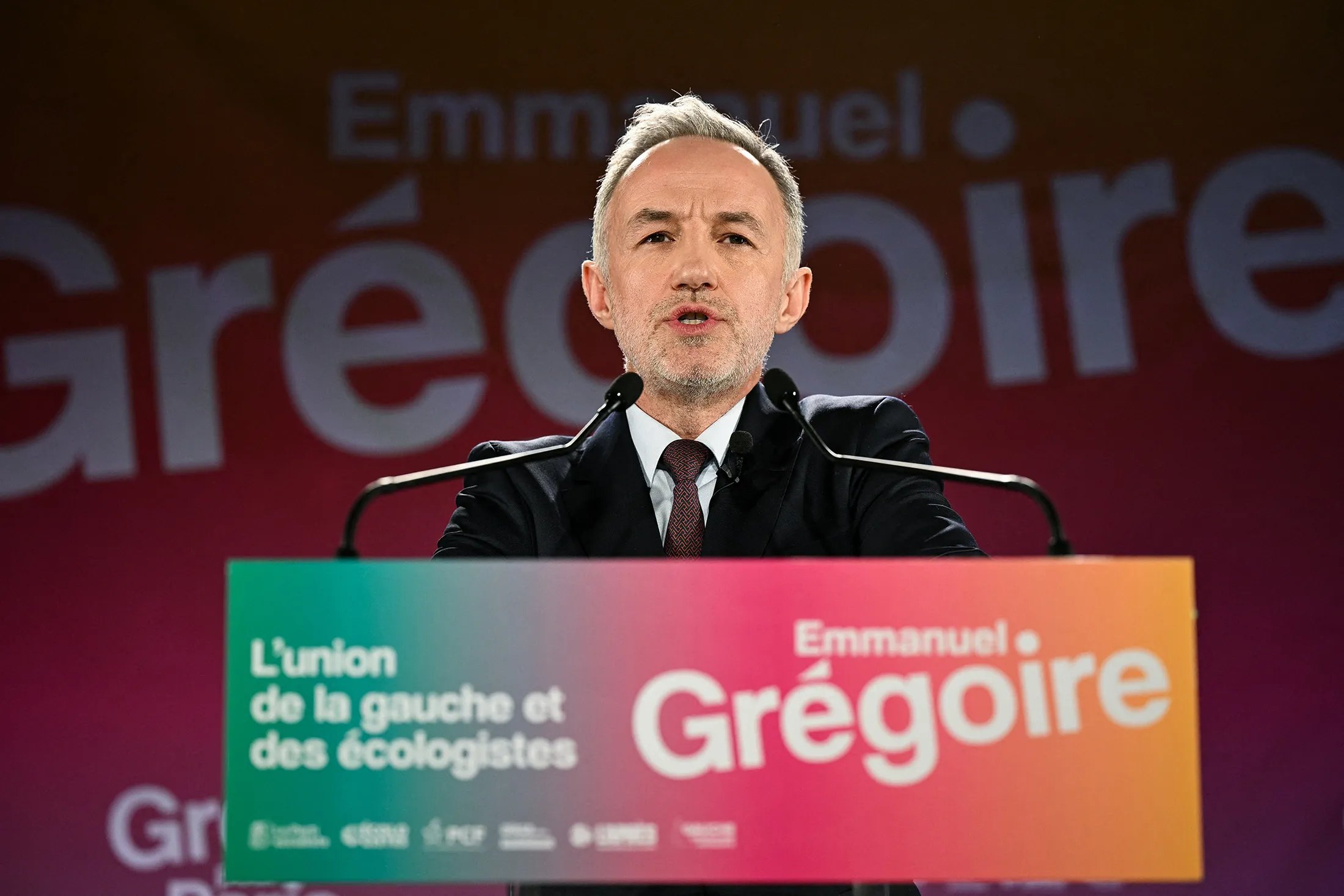 Emmanuel Gregoire speaks following the results of the first round of France’s 2026 municipal elections in Paris on March 15.