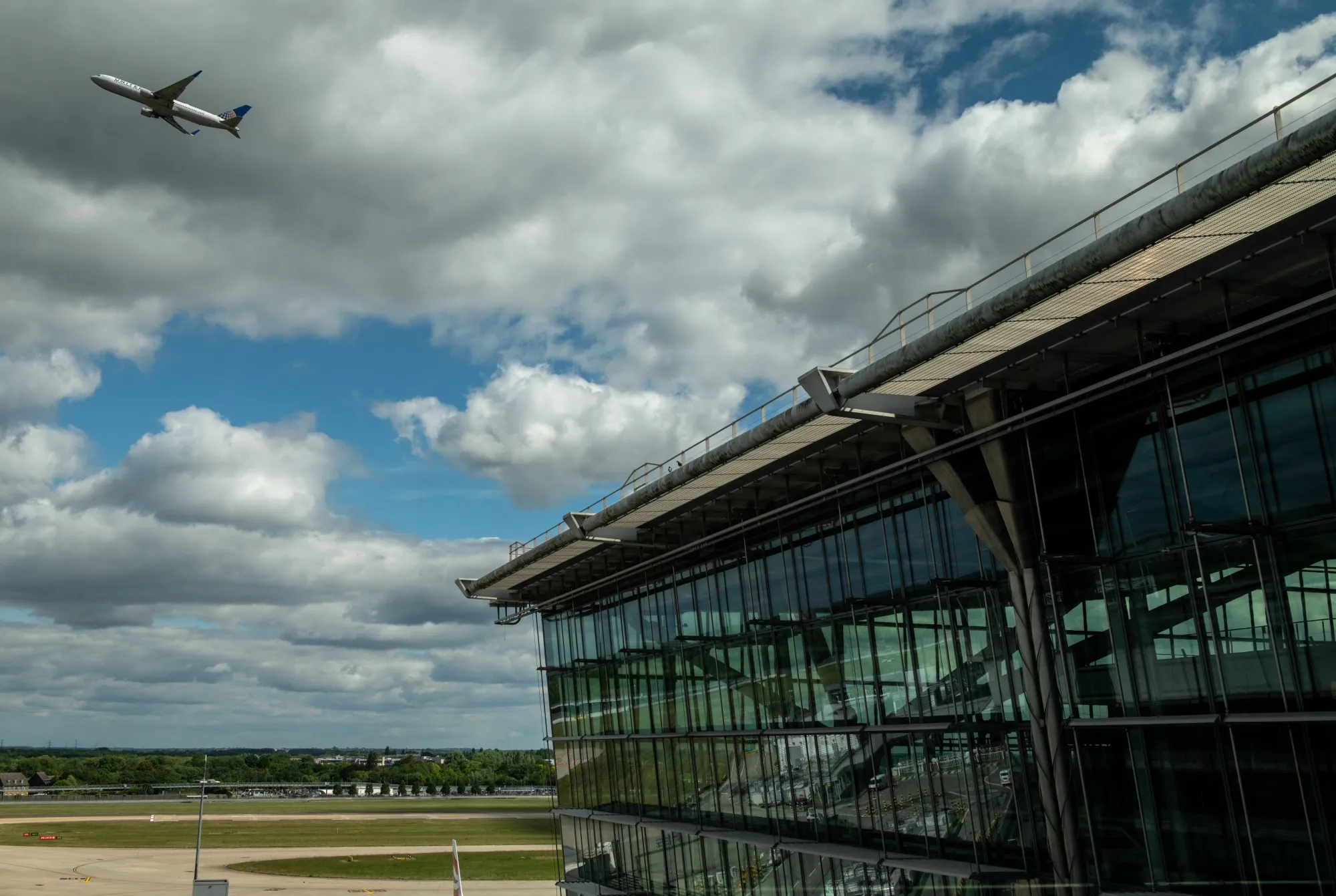 A passenger aircraft takes off from London Heathrow Airport in London, UK.