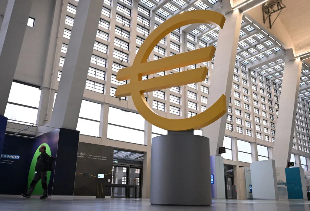 A Euro sign&nbsp;at the European Central Bank.