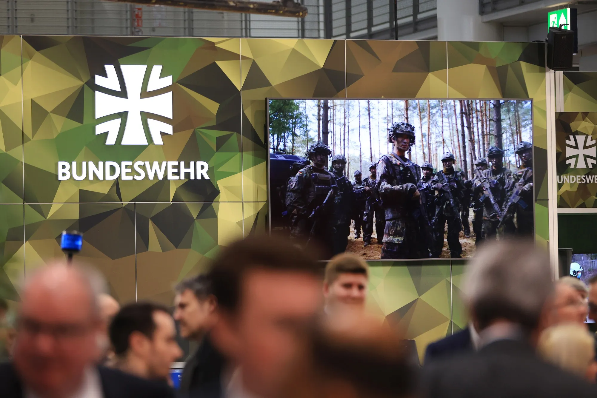 The Bundeswehr, German armed forces, booth at the Hannover Messe trade fair.