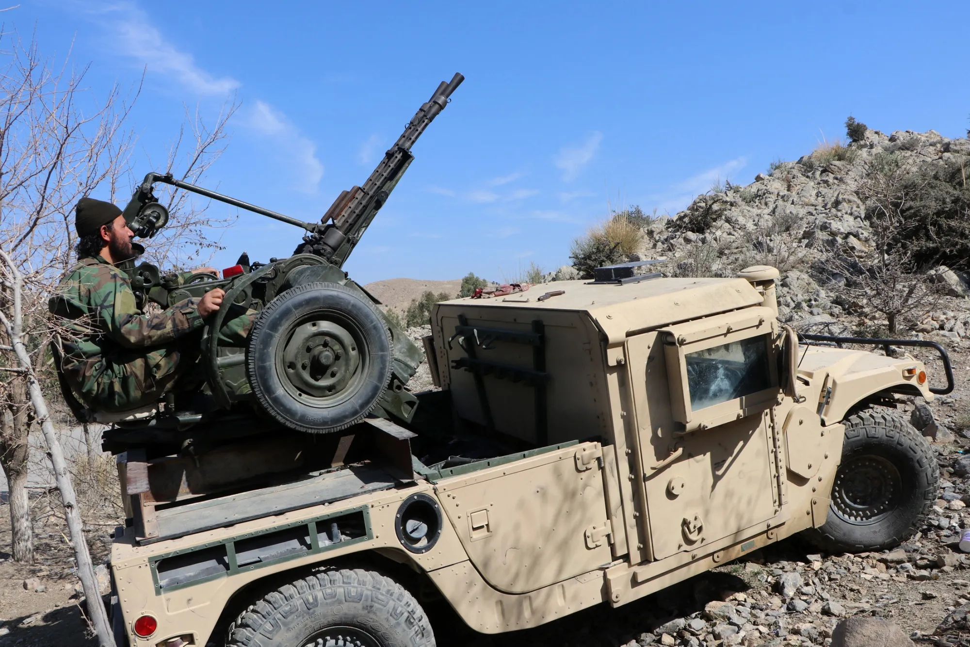 A Taliban anti-aircraft position on the Afghanistan-Pakistan border on March 2.