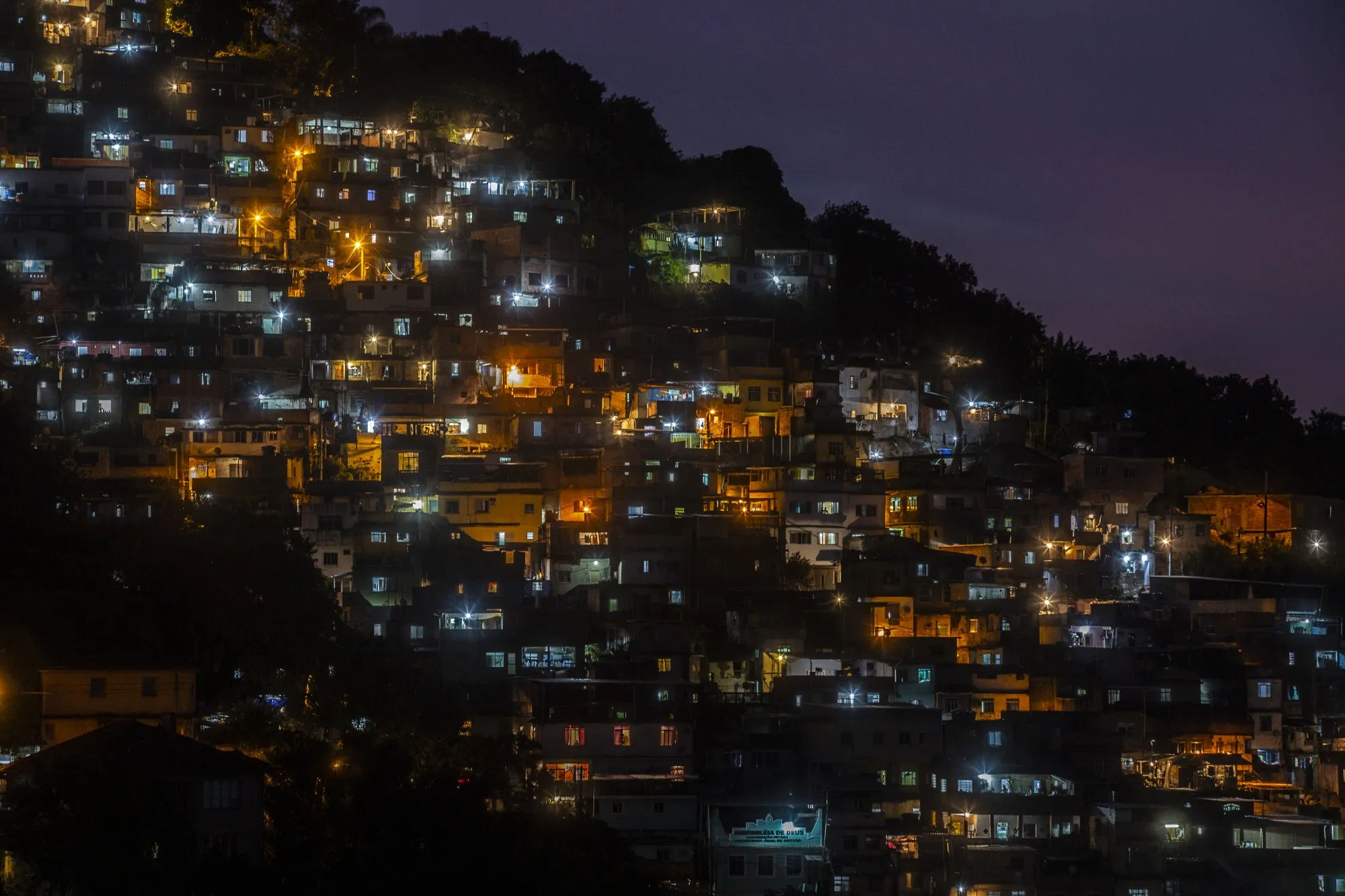 Buildings at night in Rio de Janeiro.