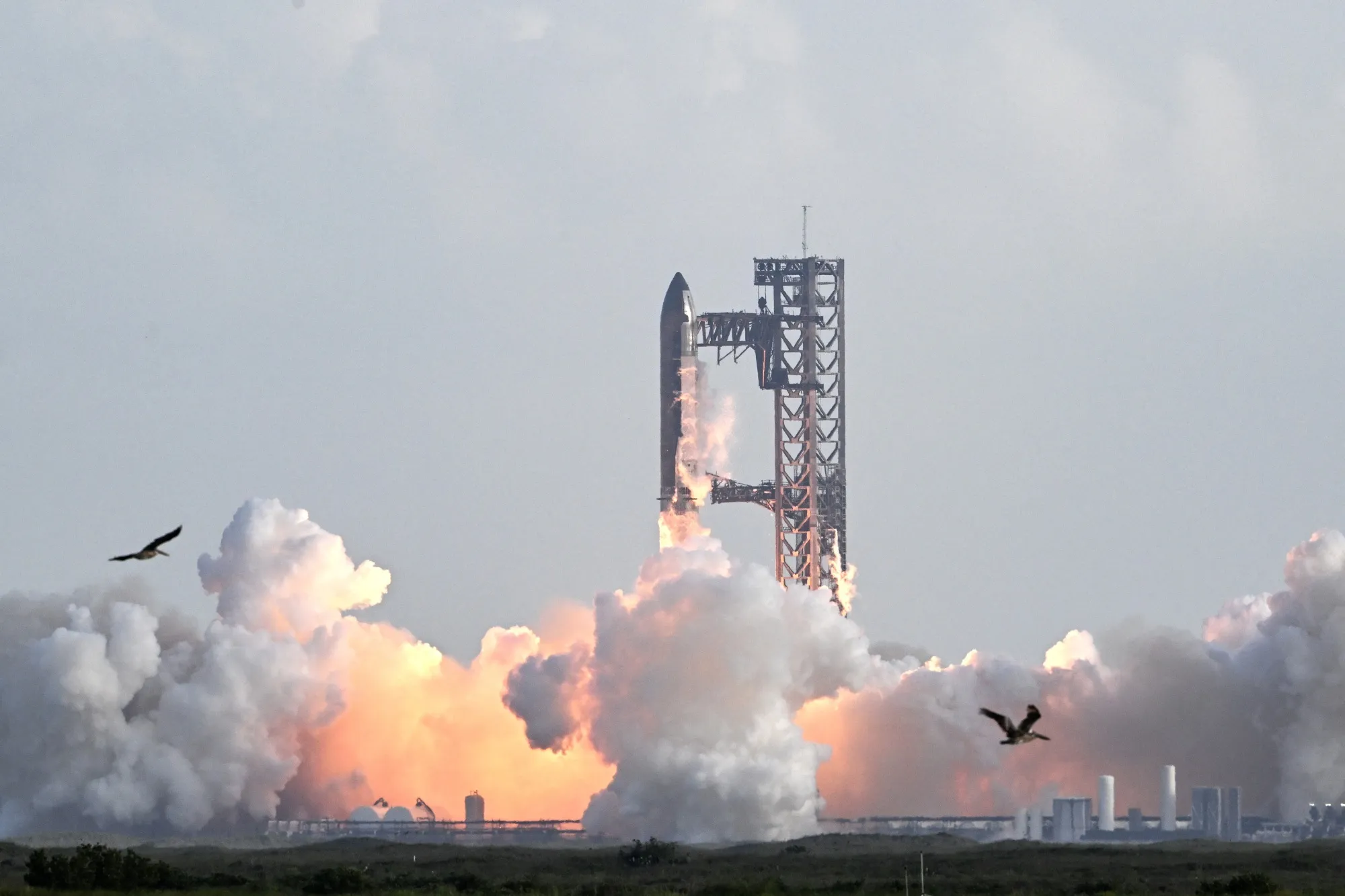 SpaceX’s Starship rocket lifts off from Starbase, Texas.