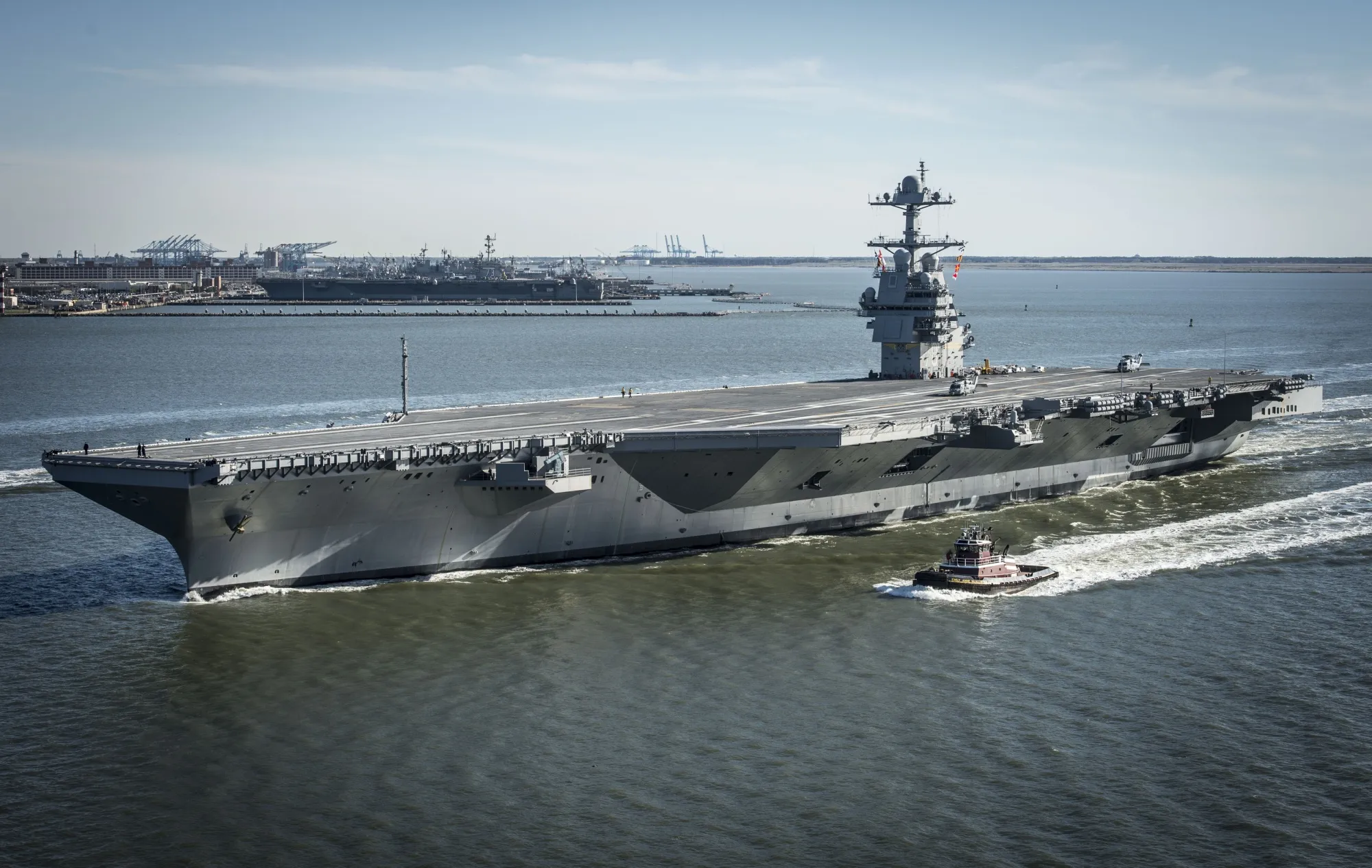  USS Gerald R. Ford underway on its own power for the first time in April 2017.