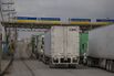 Long queues of trucks on the border between Mexico and the USA