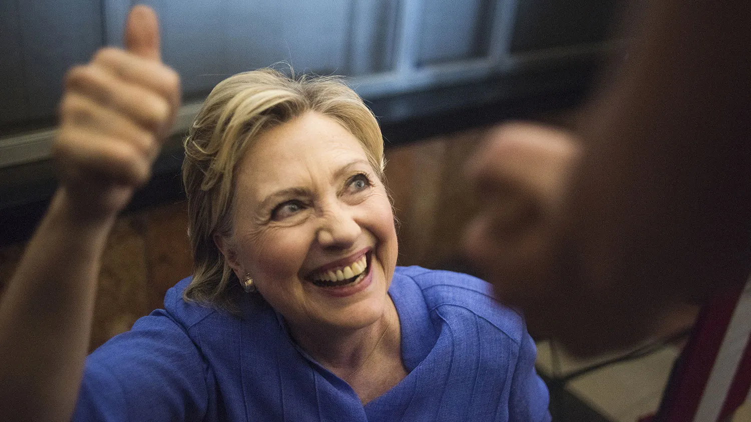 Hillary Clinton greets attendees after speaking at a campaign event in Cincinnati, Ohio, on June 27, 2016.
