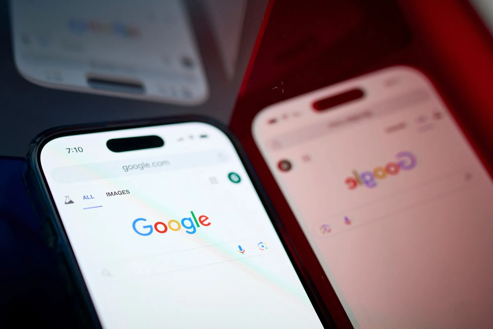 The Google Chrome search page on a smartphone.