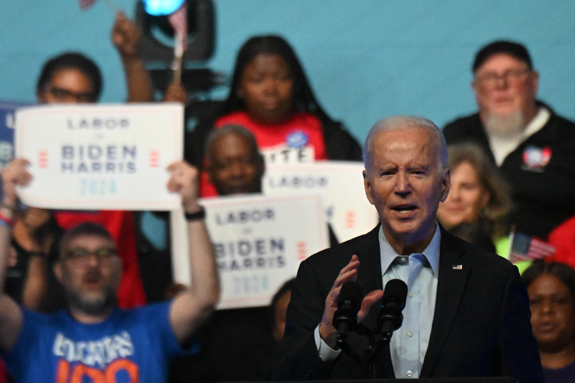 Joe Biden adressess union workers in Philadelphia, Pennsylvania in June.