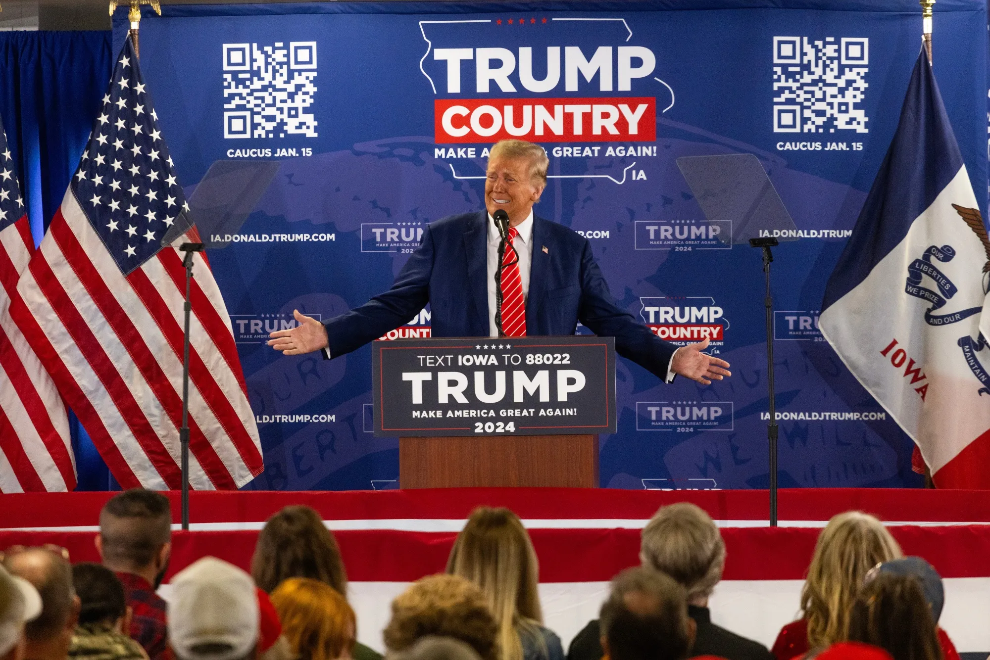 Donald Trump speaks during a campaign rally in Newton, Iowa,&nbsp;Jan. 6.
