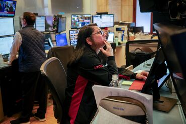 Traders On The Floor Of The New York Stock Exchange As Fed Chair Powell Holds New Conference