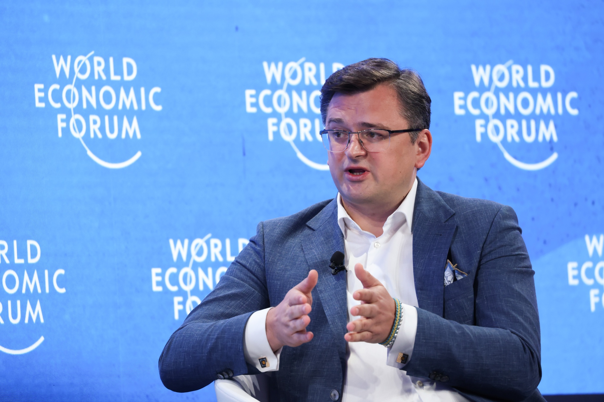 Dmytro Kuleba, Ukraine's foreign minister, speaks during a panel session on day three of the World Economic Forum (WEF) in Davos, Switzerland, on Wednesday, May 25, 2022. The annual Davos gathering of political leaders, top executives and celebrities runs from May 22 to 26.