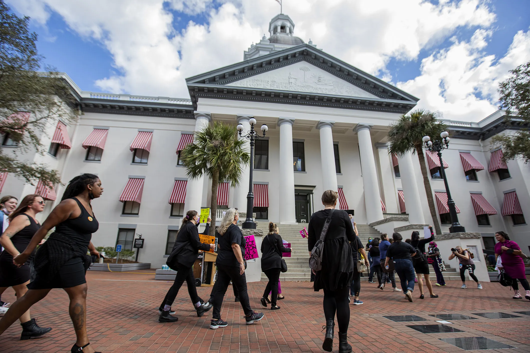 Abortion-rights demonstrators&nbsp;march to the Florida Capitol to protest the&nbsp;bill on Feb. 16.