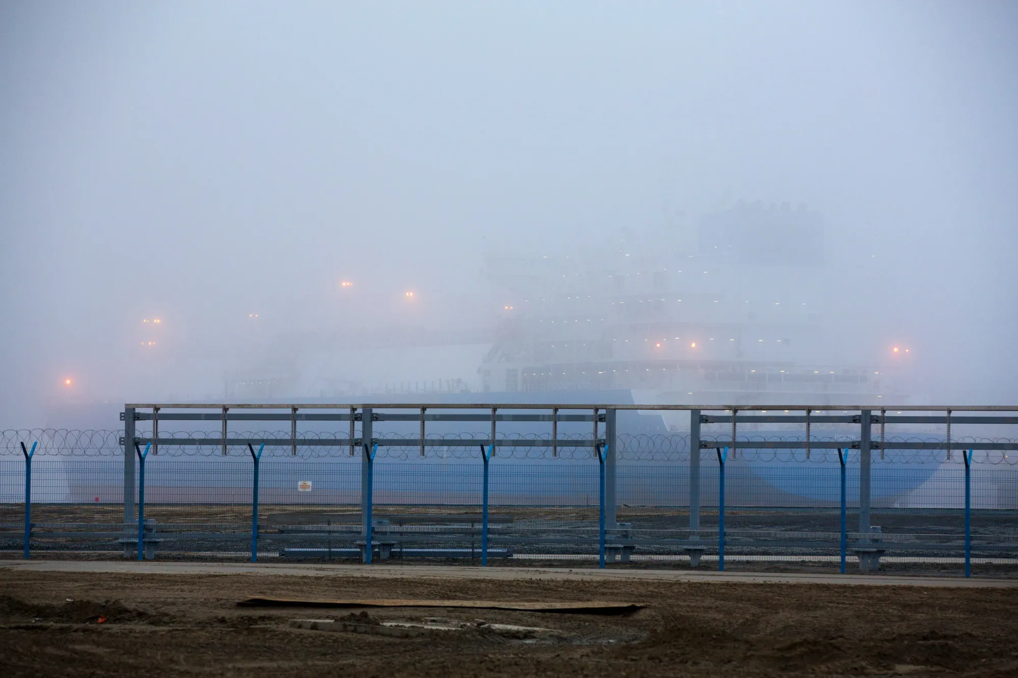 A tanker used for shipping liquefied natural gas sits in Sabettan, Russia.