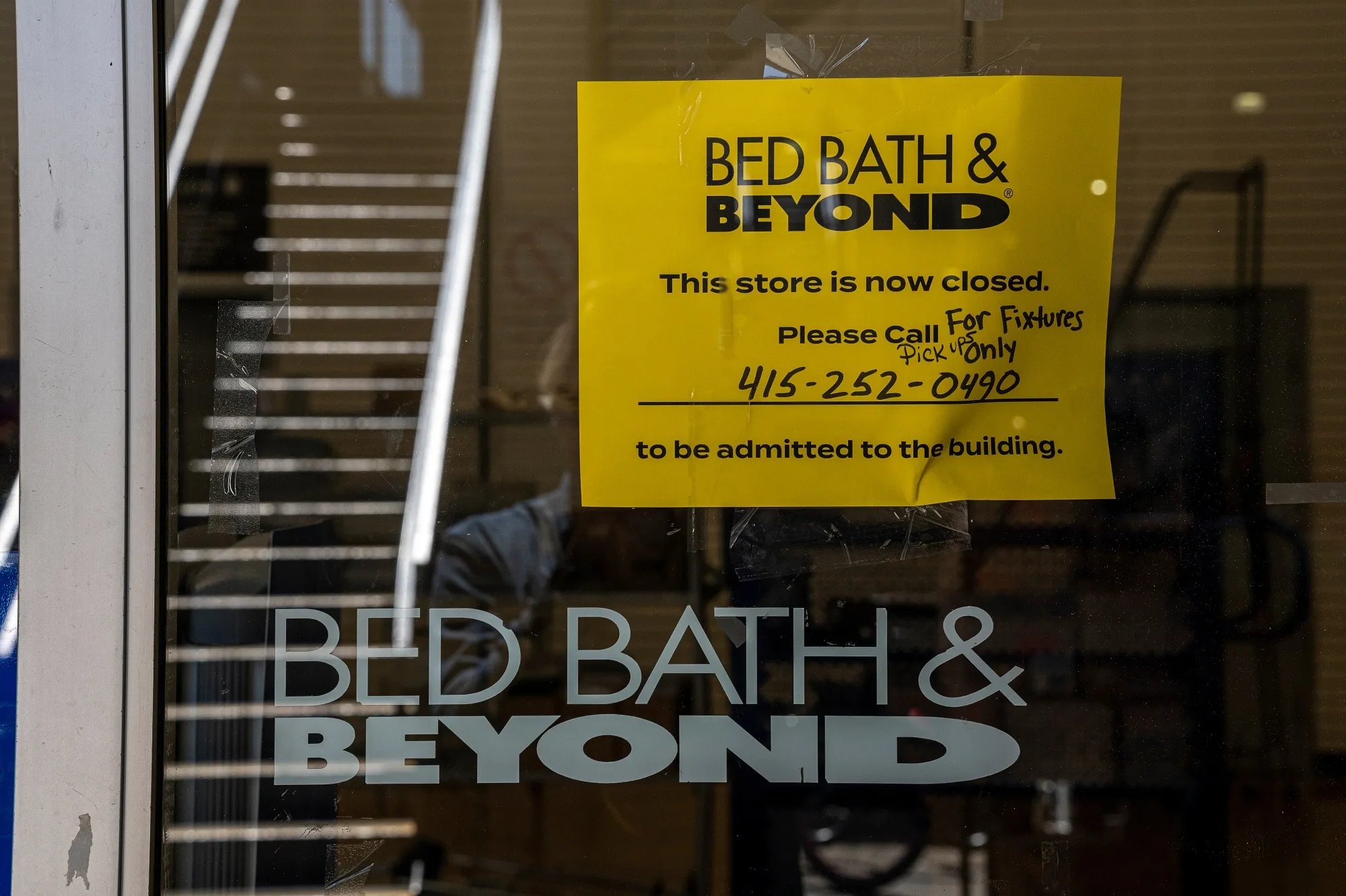 A “Closed” sign on the window of a Bed Bath & Beyond store in San Francisco, California, US, on Monday, April 24, 2023.