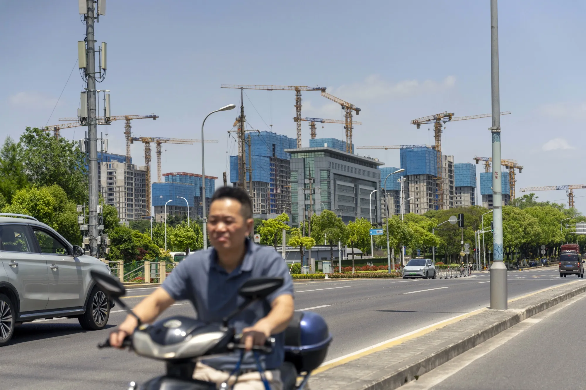 Residential buildings under construction in Shanghai.