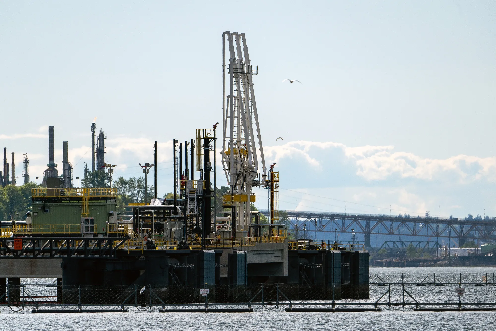 The Westridge Marine Terminal at the end point of the Trans Mountain Pipeline System in Burnaby, British Columbia.