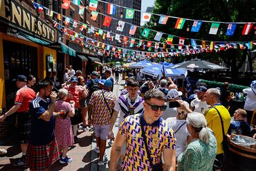 Kilts. Rainbows of soccer jerseys. Roaring chants. In a day, World Cup magic hits Boston.