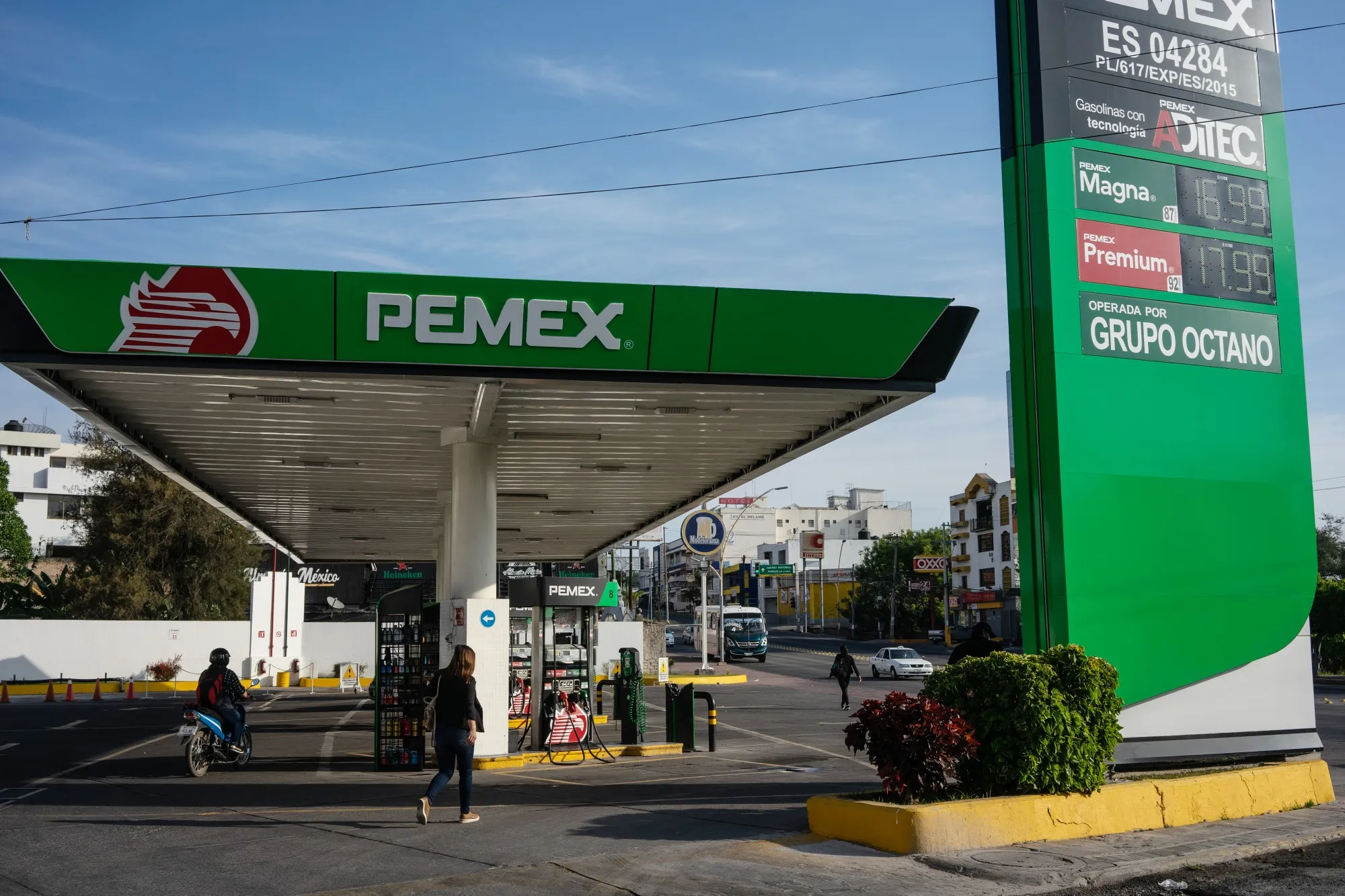 A Petroleos Mexicanos (Pemex) gas station stands in Tepic,&nbsp;Mexico.