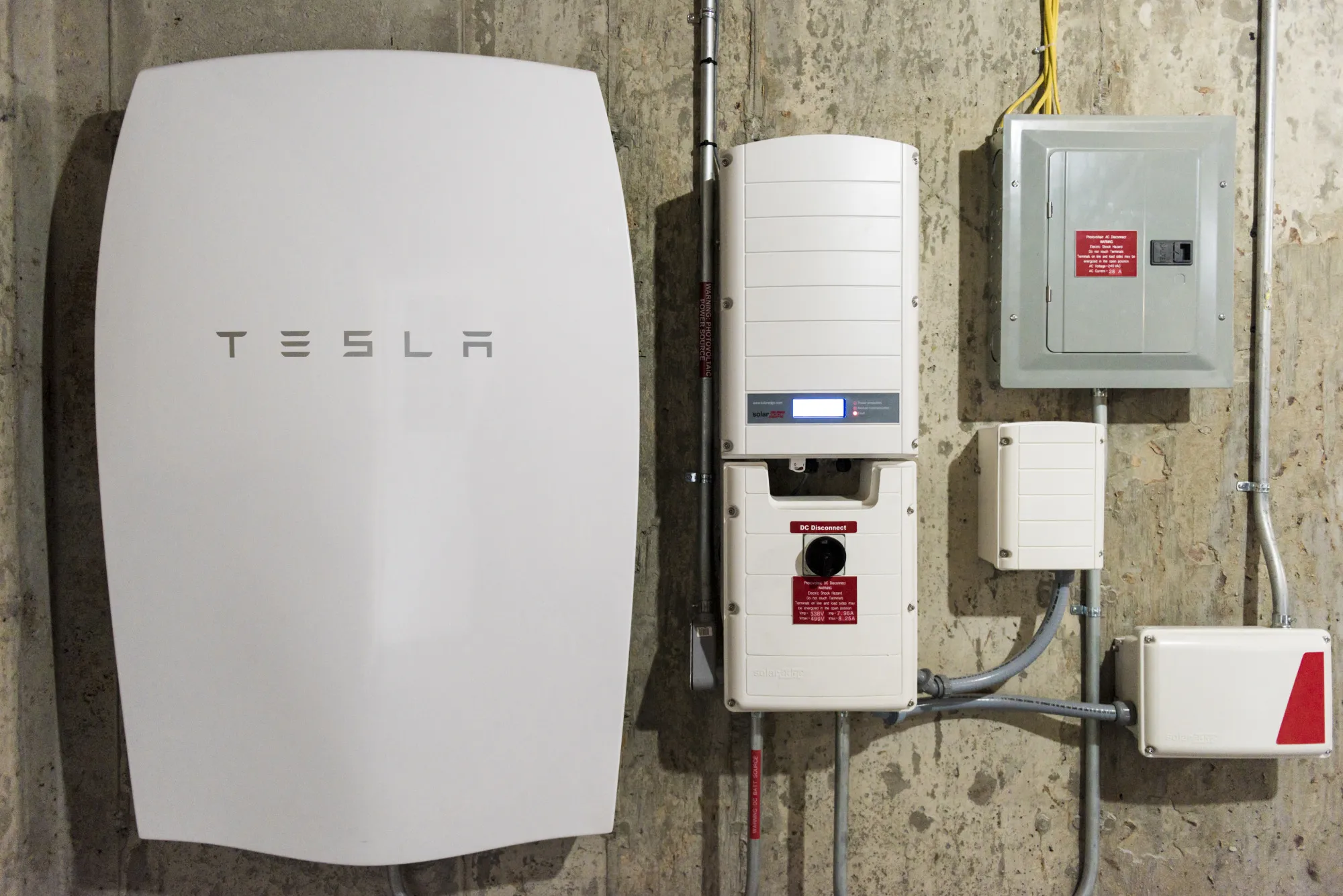 A Tesla Motors Inc. Powerwall unit sits inside a home in Monkton, Vermont.
