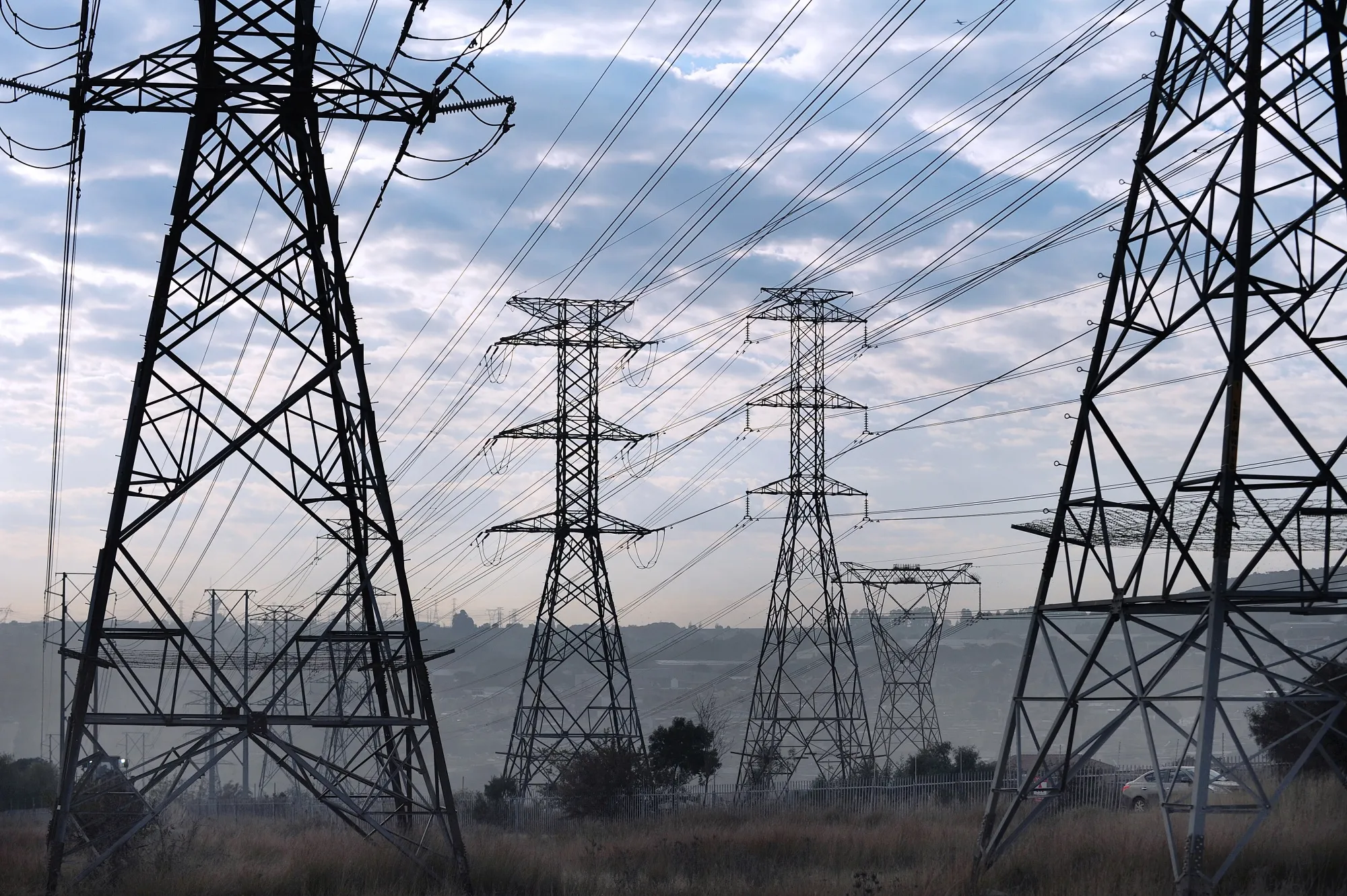 Electricity pylons&nbsp;in the Klipfontein informal settlement in Johannesburg.