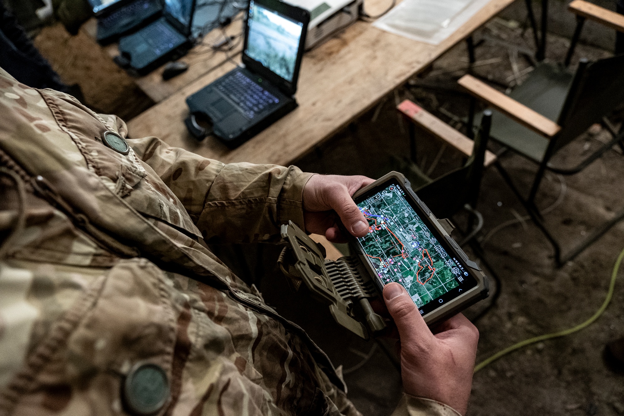 Arondite’s Cobalt battlefield management software was used to network troops, drones, robots and other military hardware during NATO military exercises on Oct. 4. Photographer: Damian Lemanski&#x2F;Bloomberg