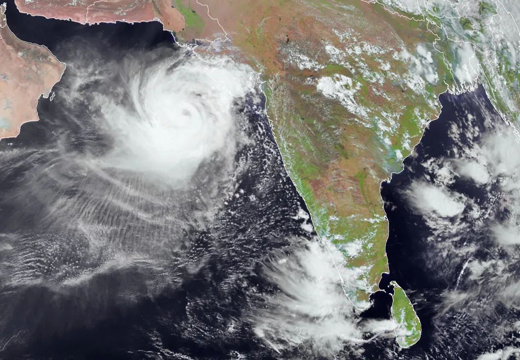 Cyclone&nbsp;Biparjoy near the Indian and Pakistan coast on June 12.