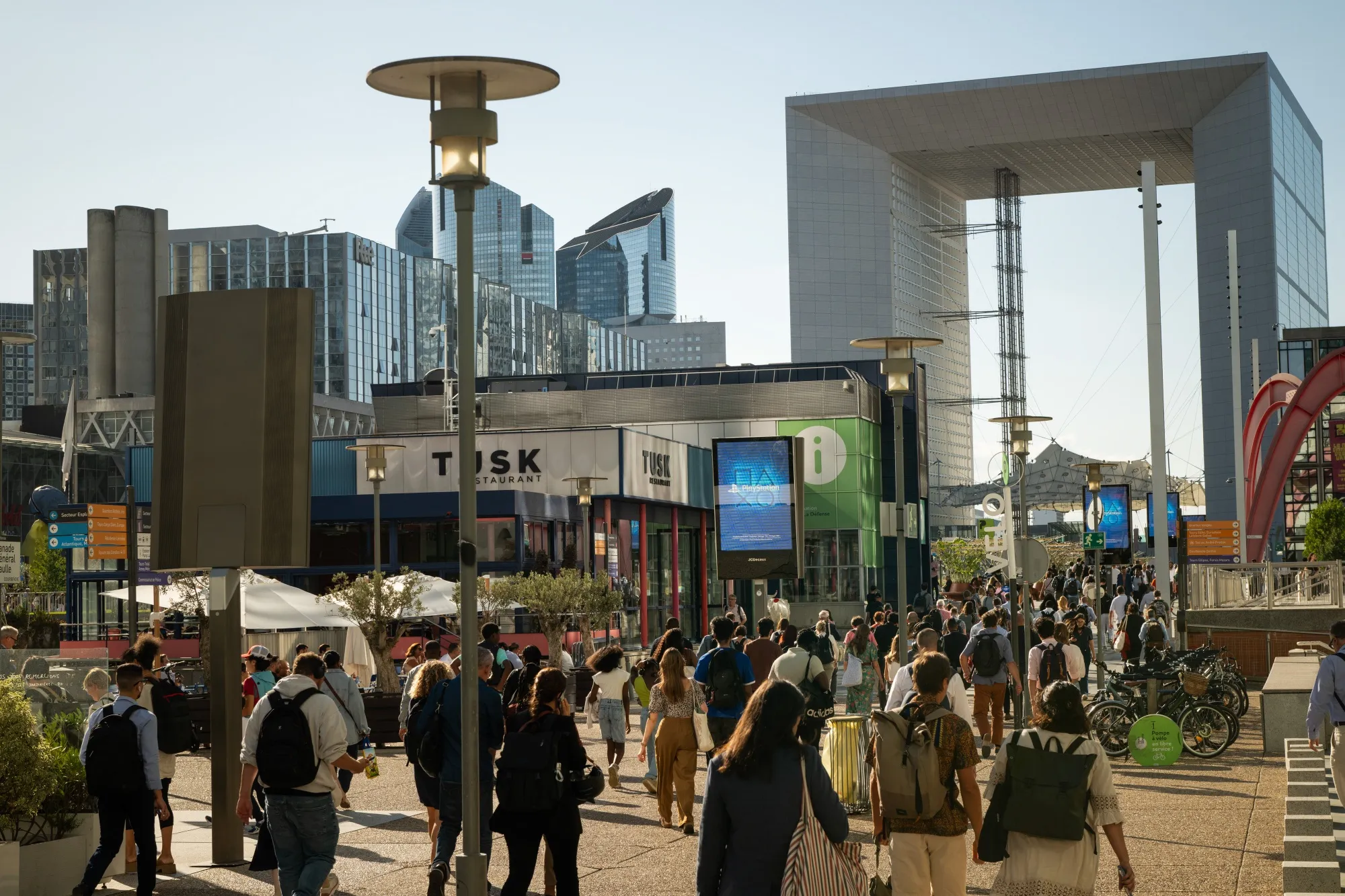 Commuters in the La Defense business district in Paris.