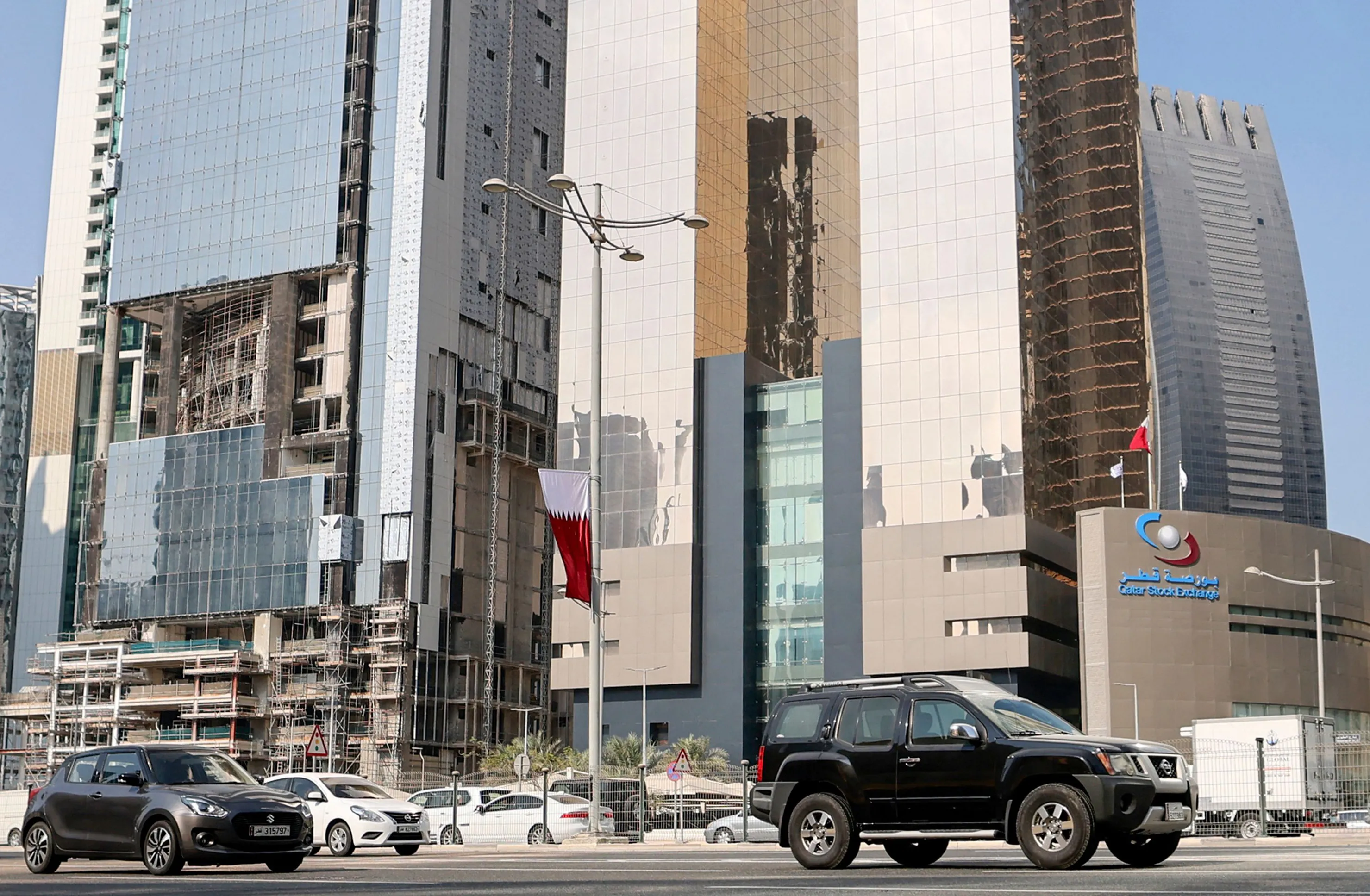 The Qatar Stock Exchange, right, in Doha.&nbsp;