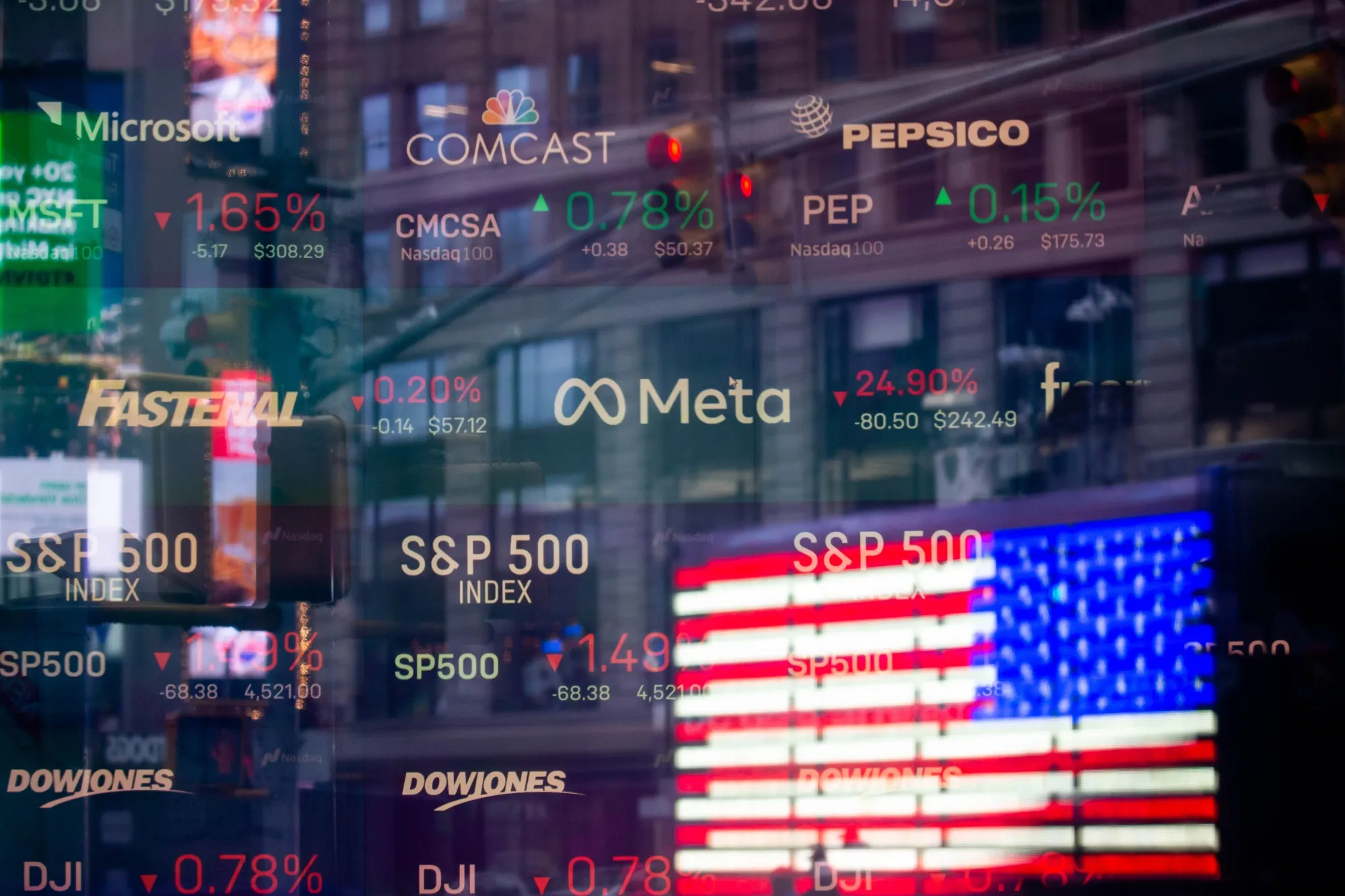 Meta stock information at the Nasdaq MarketSite in New York, on&nbsp;Feb. 3.