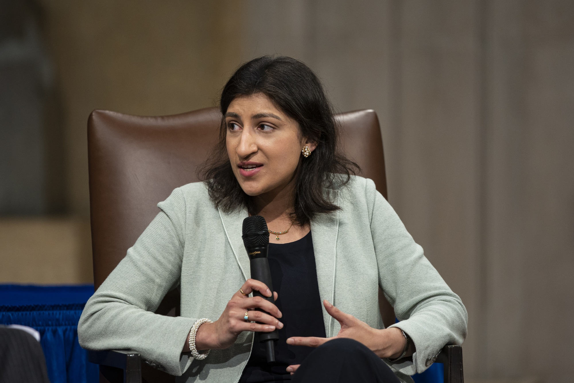 Federal Trade Commission Chair Lina Khan at the Justice Department’s Spring Enforcers Summit in Washington, March 2023. 