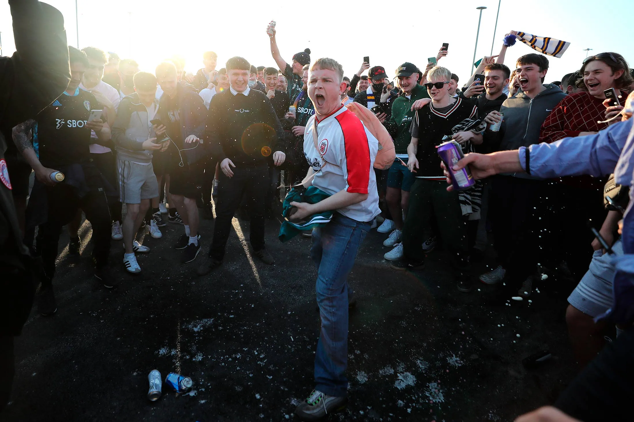 Liverpool fans protesting the Super League.