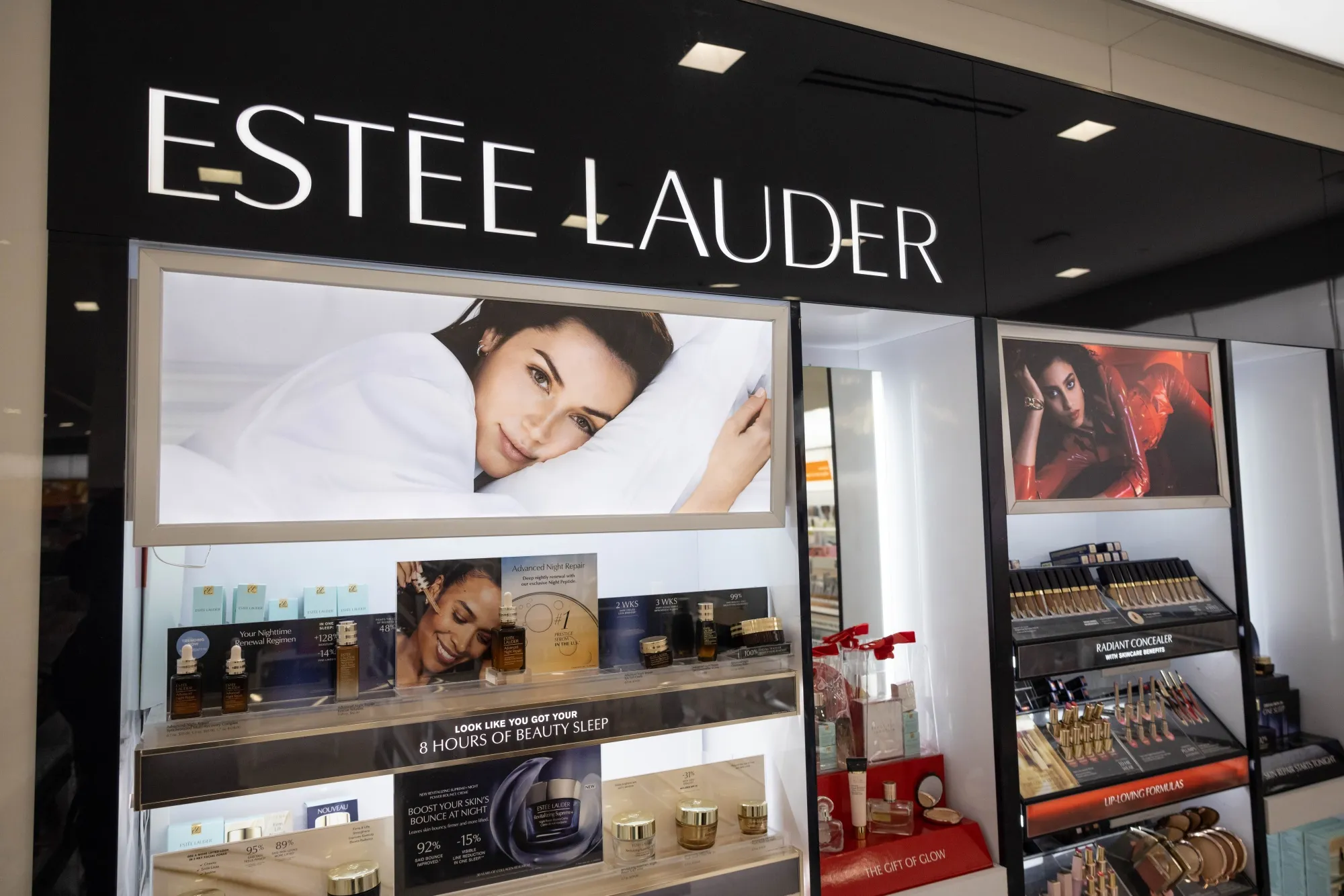 A display of luxury goods, such as those from LVMH or Estée Lauder, which are vulnerable to retaliatory tariffs. (bwbx.io)