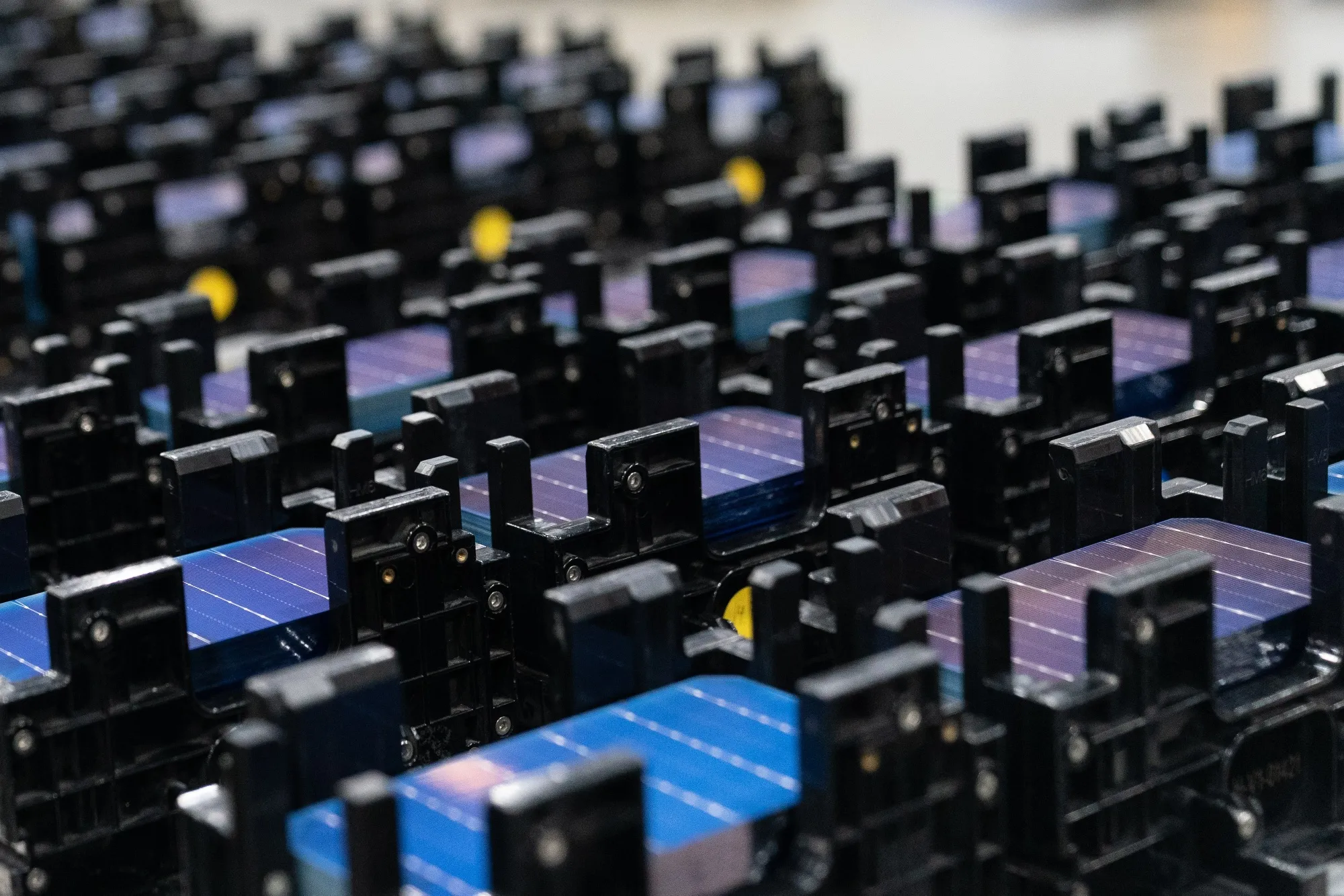 Solar cells at the Hanwha manufacturing facility in Dalton, Georgia.
