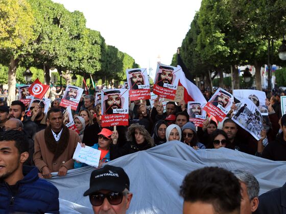 Tunisians Protest as Saudi Crown Prince Continues Regional Tour