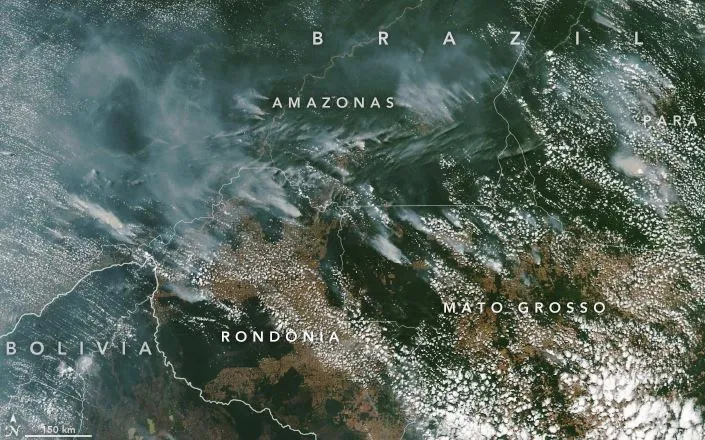 Smoke from fires in the Amazon on Aug. 13.