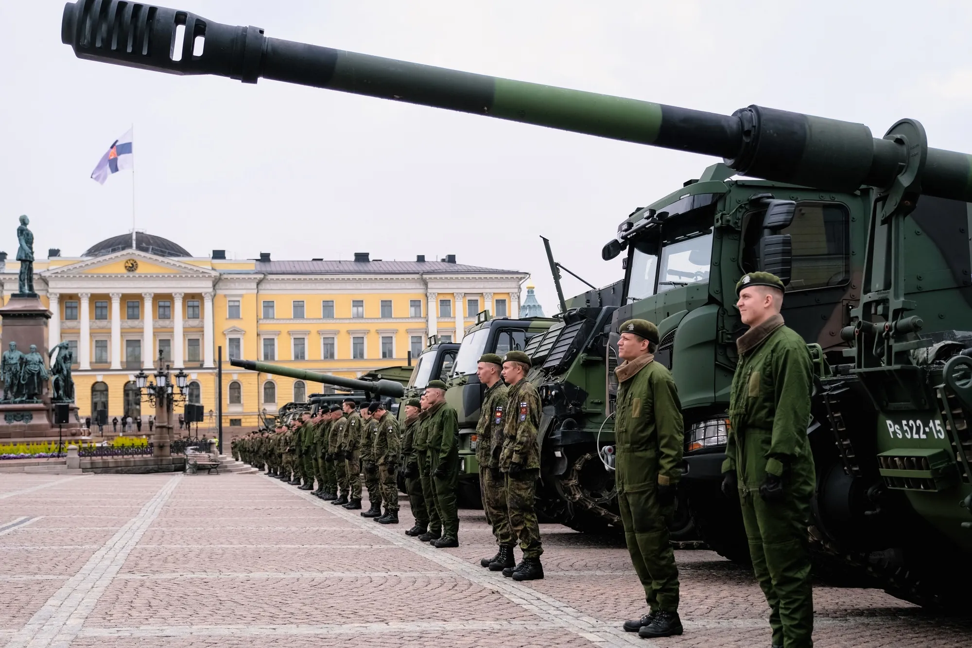A national parade at Senate Square&nbsp;in Helsinki.