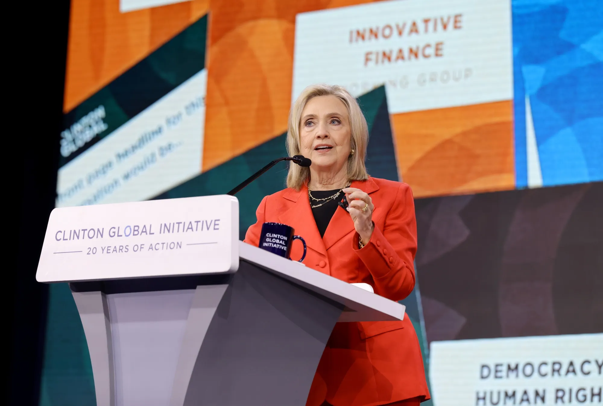 Hillary Clinton during the Clinton Global Initiative 2025 Annual Meeting in New York City.