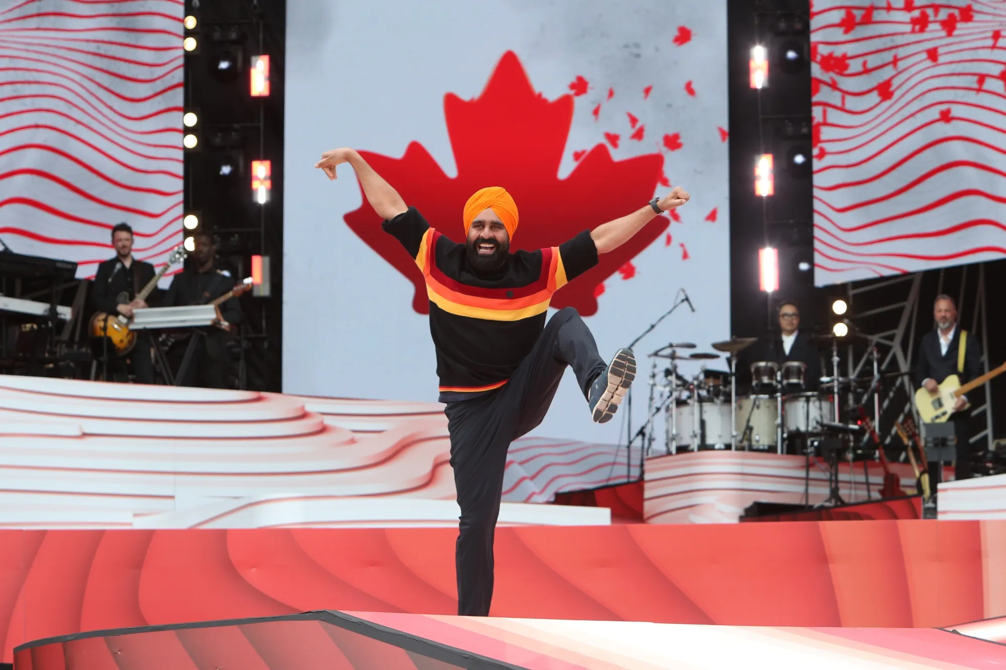 Bhangra dancer Gurdeep Pandher performs during Canada Day celebrations in Ottawa on July 1.