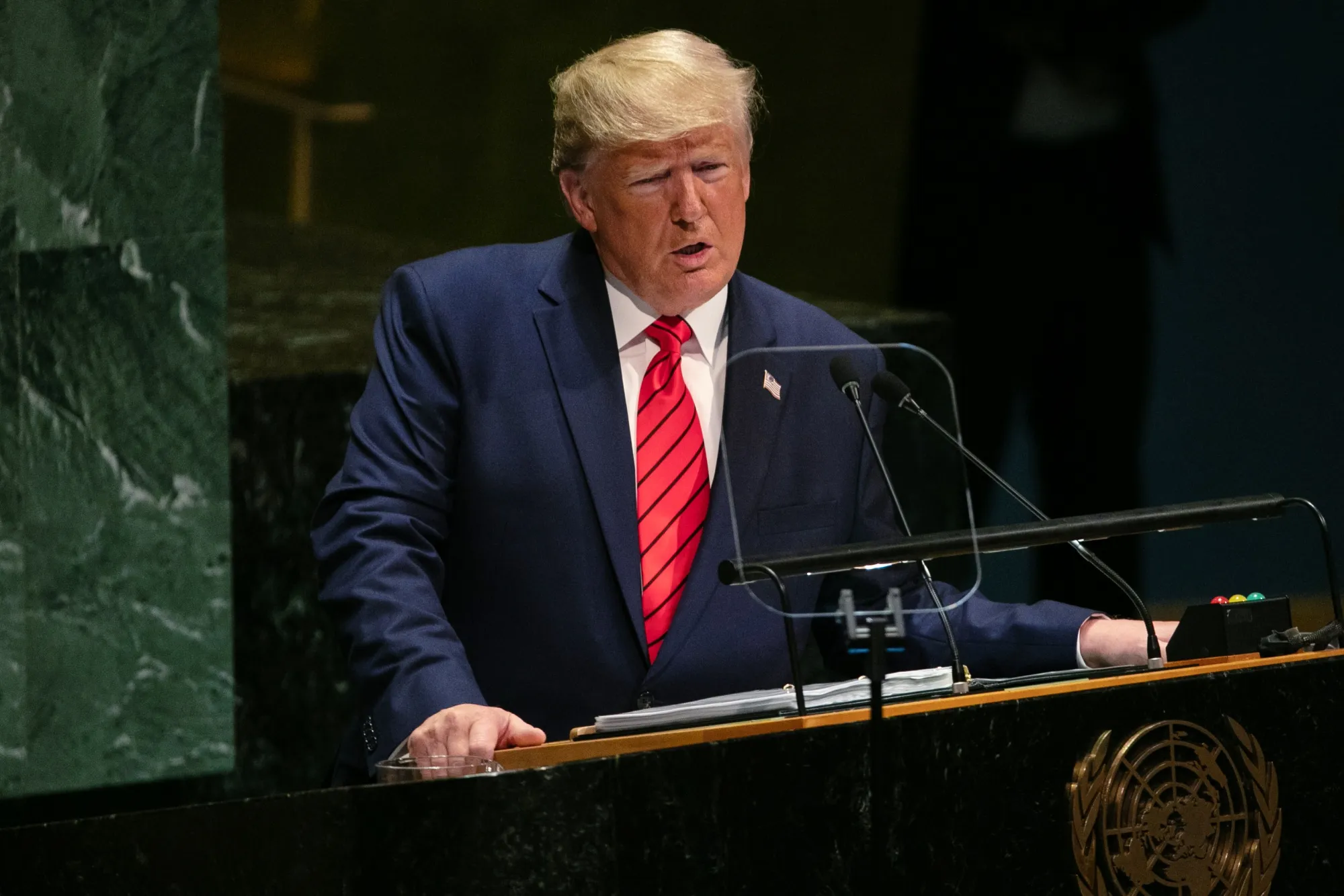 Donald Trump speaks during the UN General Assembly meeting in New York on&nbsp;Sept. 24.&nbsp;