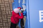A resident is tested in Jilin on March 12.