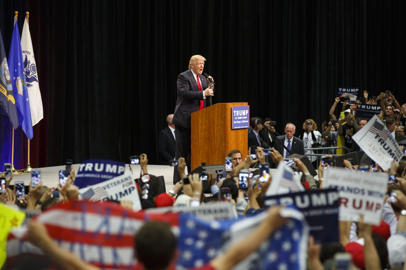 Donald Trump speaks during a&nbsp;campaign event&nbsp;in San Diego, California, in&nbsp;2016.