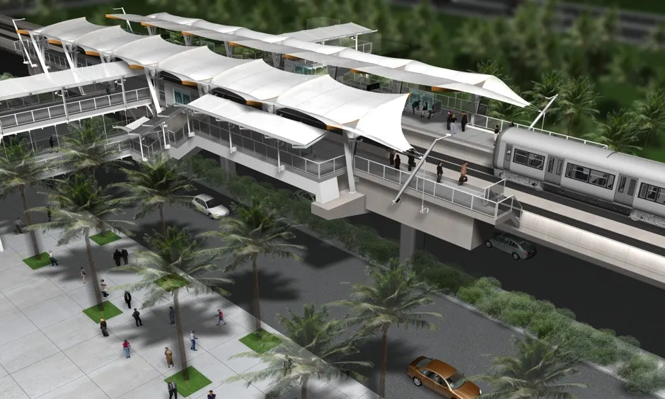 A rendering of a rail canopy at a new HART station, which is scheduled to begin operations in 2017.