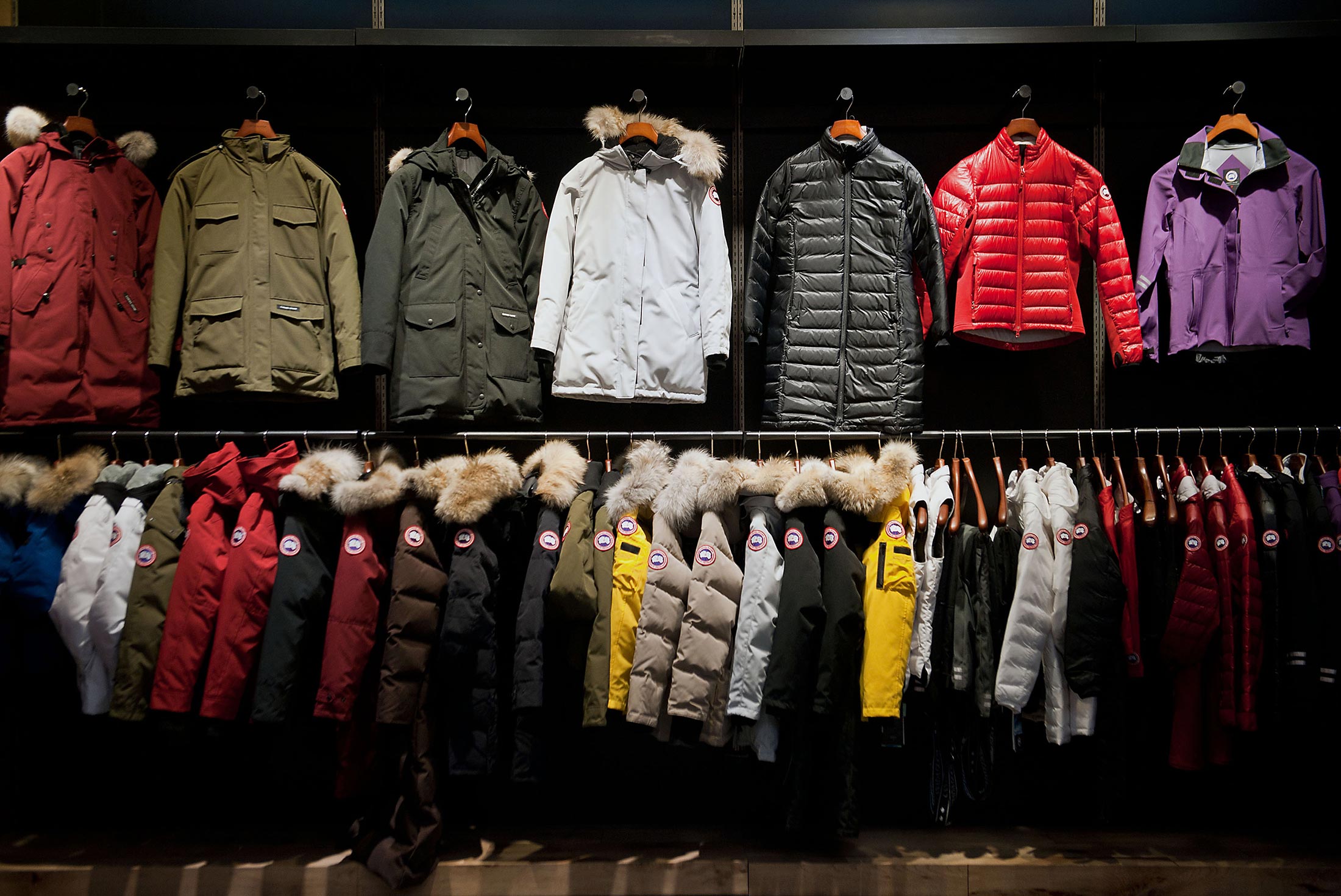 The showroom at the Canada Goose Clothing Production Facility mimics what a retail store would look like in Toronto.
