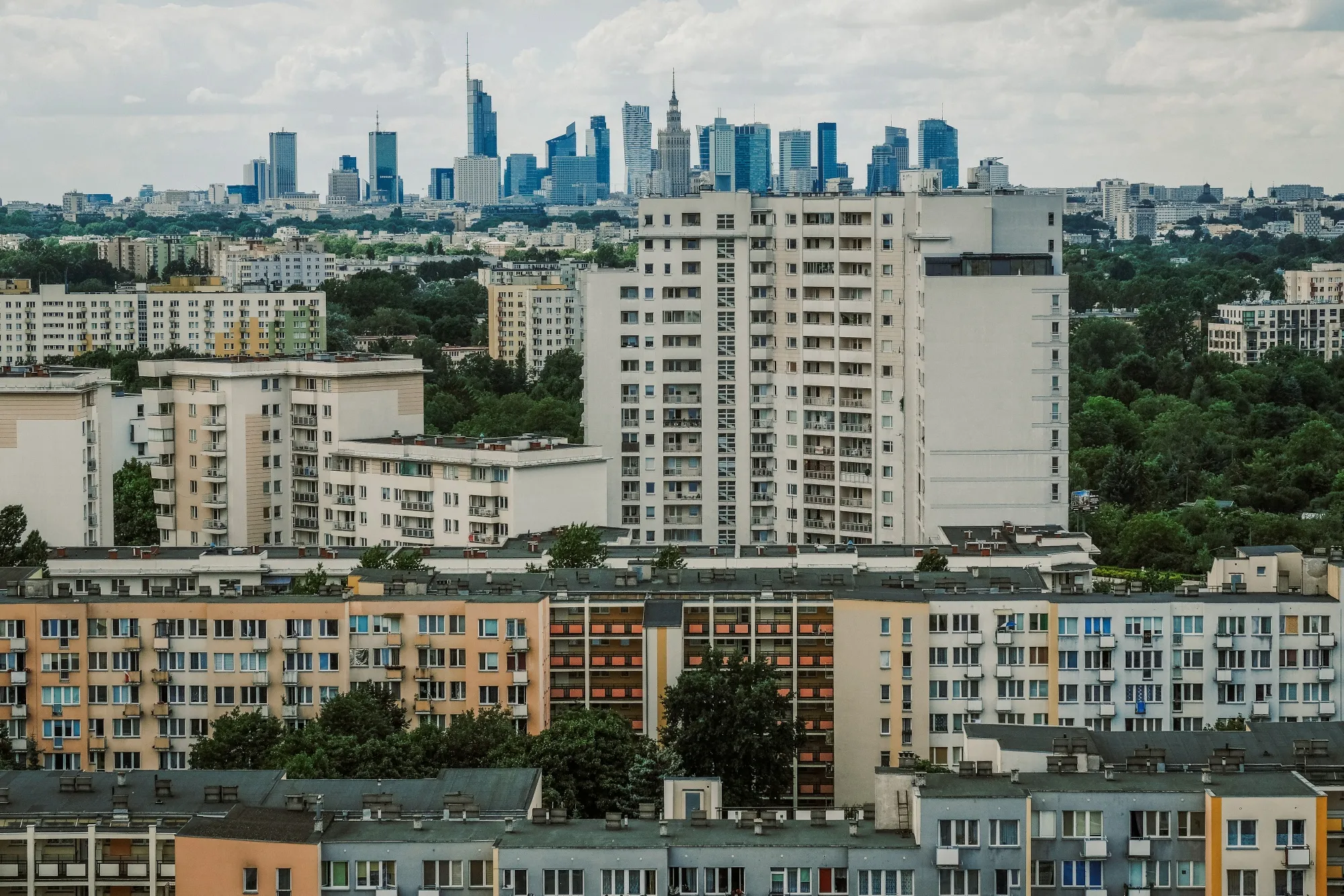 Residential apartment blocks in Warsaw.