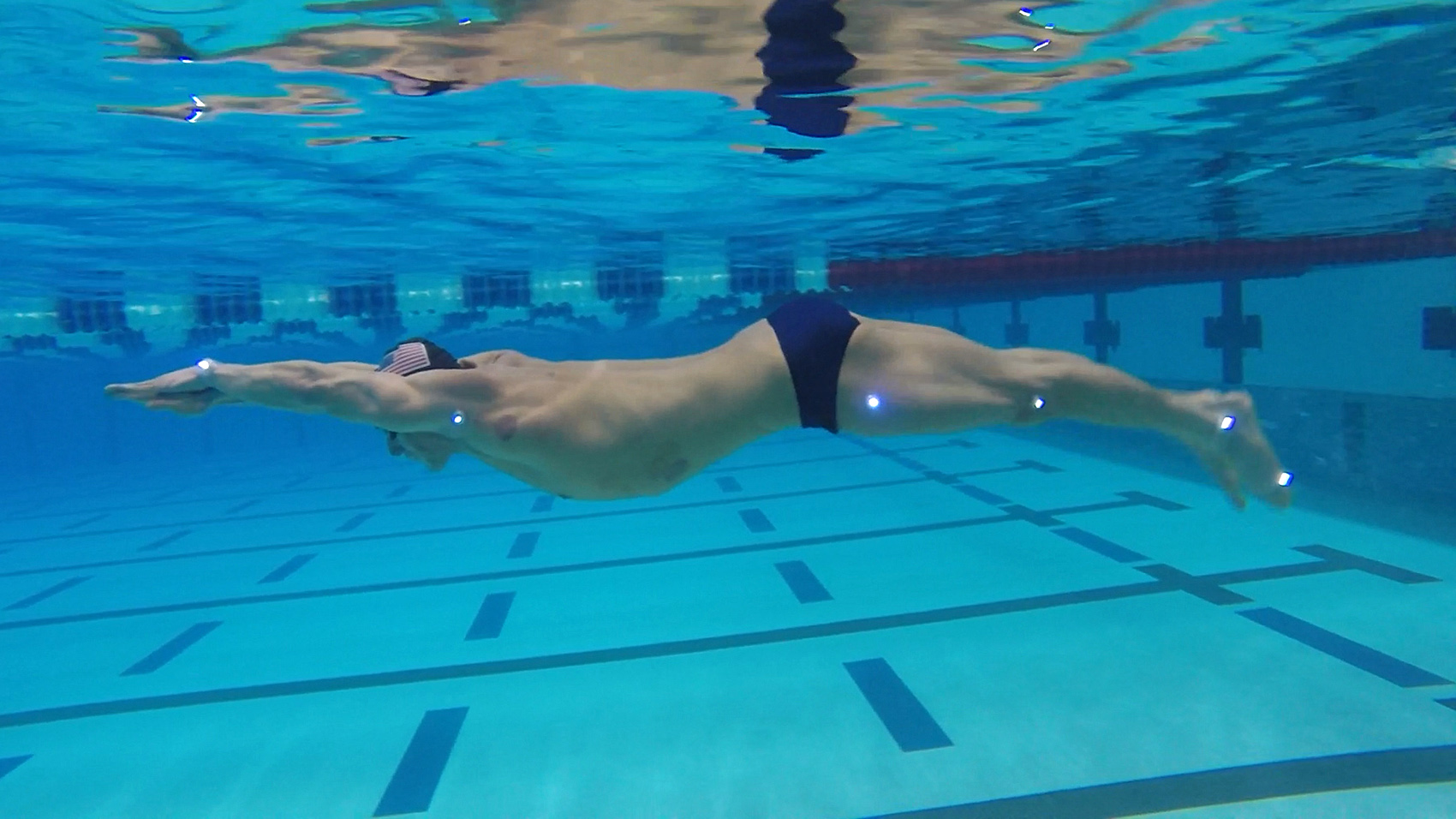 BMW's LED-based tracking system on a swimmer.
