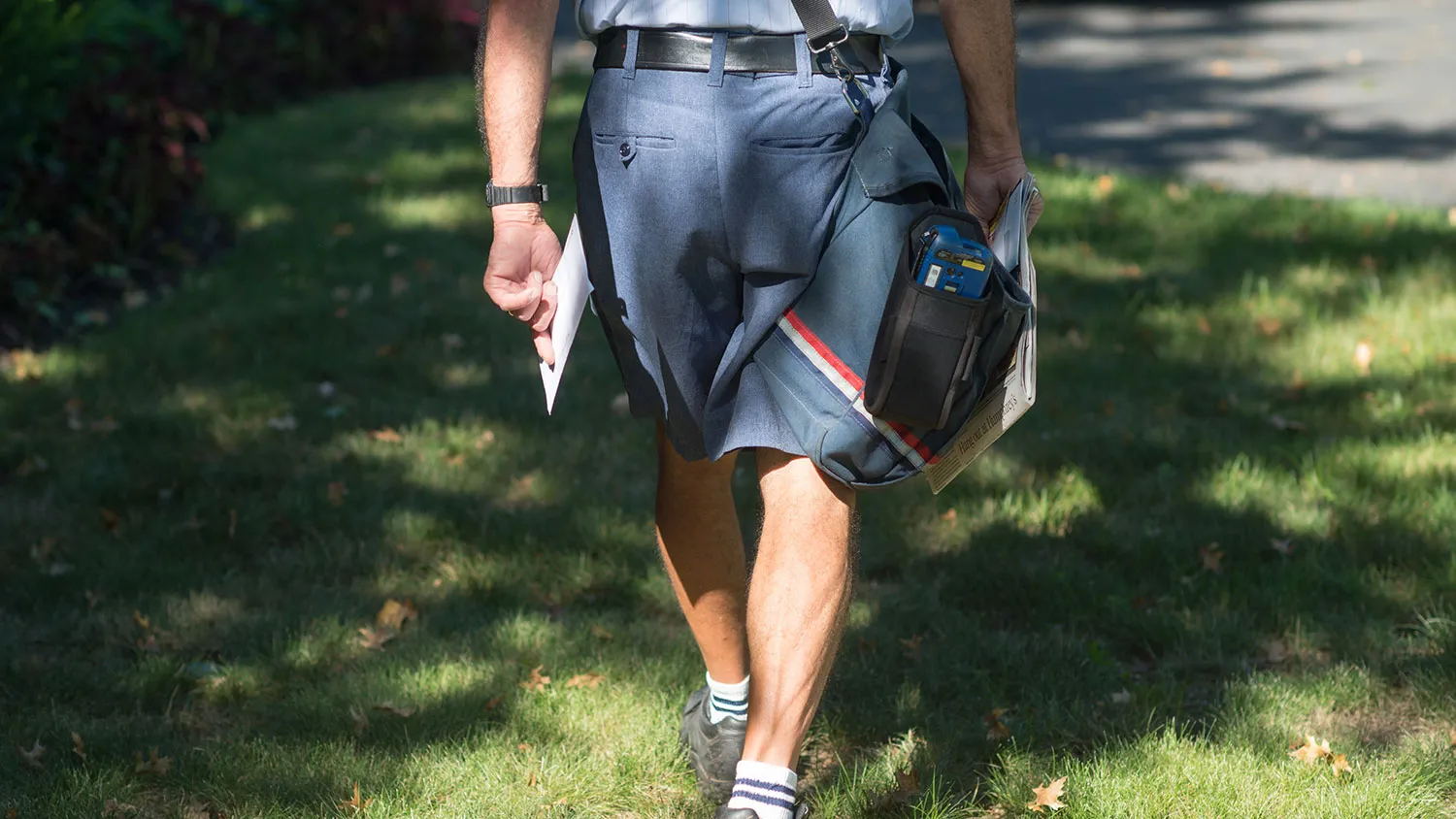 United States Postal Service mailman Mike Micali makes deliveries in Flemington, New Jersey, on Aug. 4, 2016.
