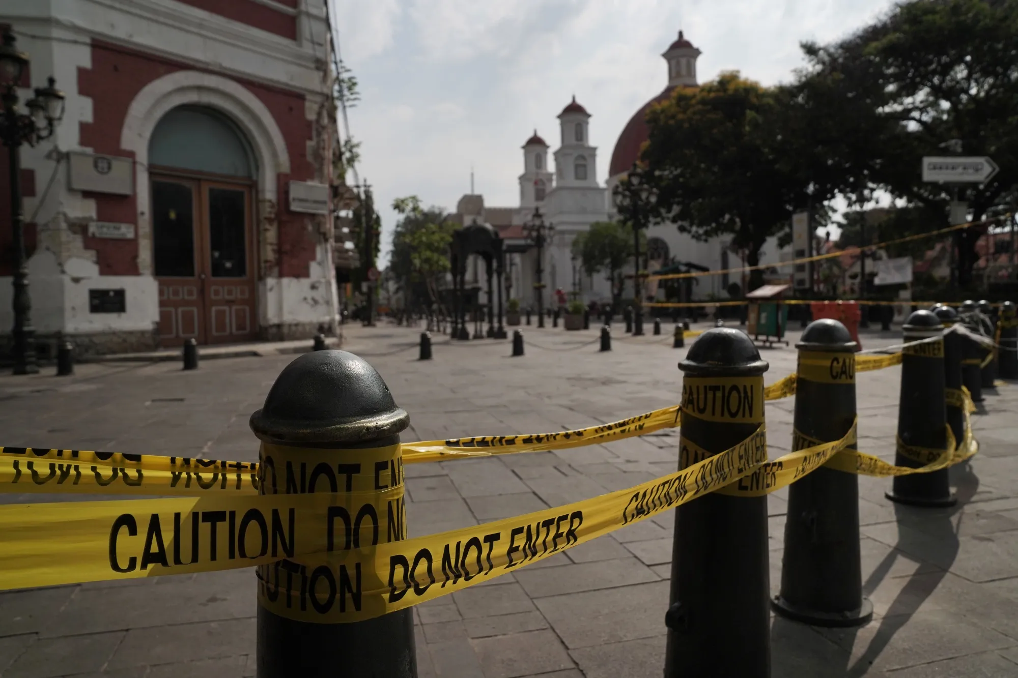 A deserted street in Semarang, Central Java, on July 21.