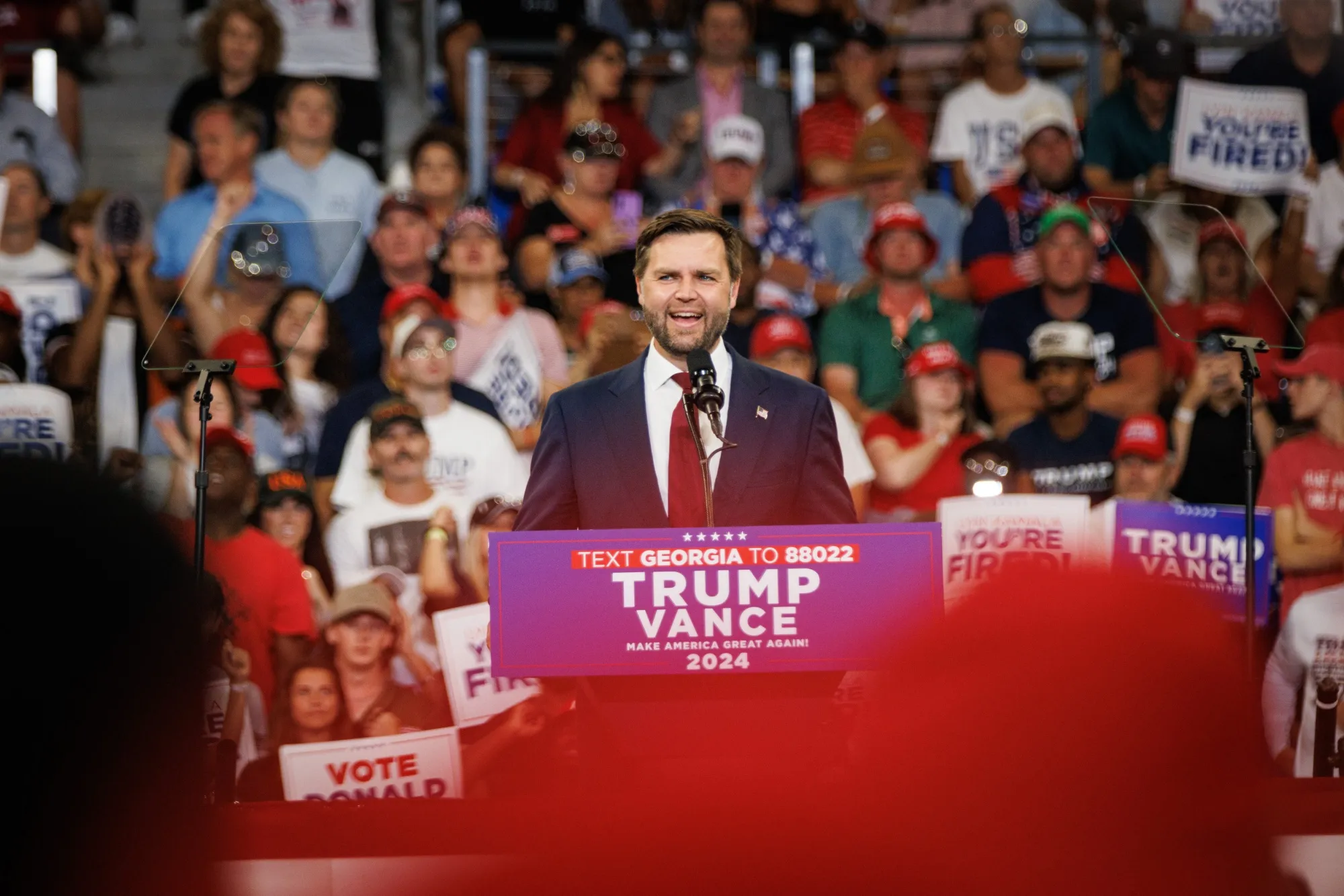 JD Vance at a Trump campaign event in Georgia on Aug. 3